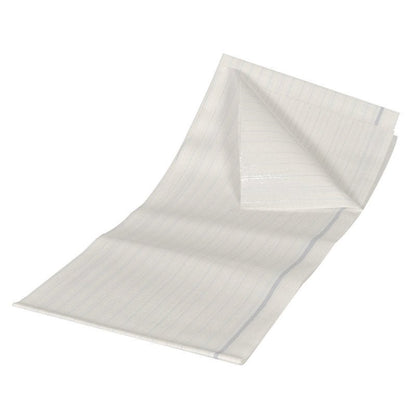 La protection d'Abena Re-Seller GmbH est un drap blanc, absorbant, laminé PE (80x170 cm, 48 fils) avec de faibles lignes bleues, offrant une protection médicale accrue. L'emballage contient 25 pièces.