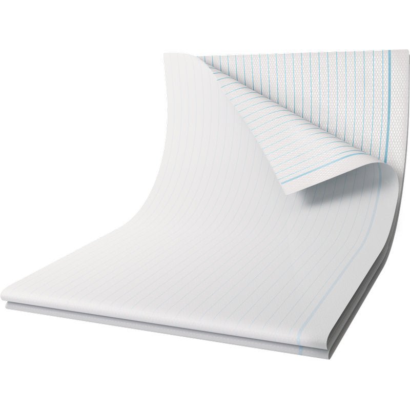Une pile de draps d'Abena Re-Seller GmbH, PE avec laminage, 48 fils, 80x170 cm en blanc montre plusieurs feuilles avec protection médicale. L'emballage contient 25 pièces.