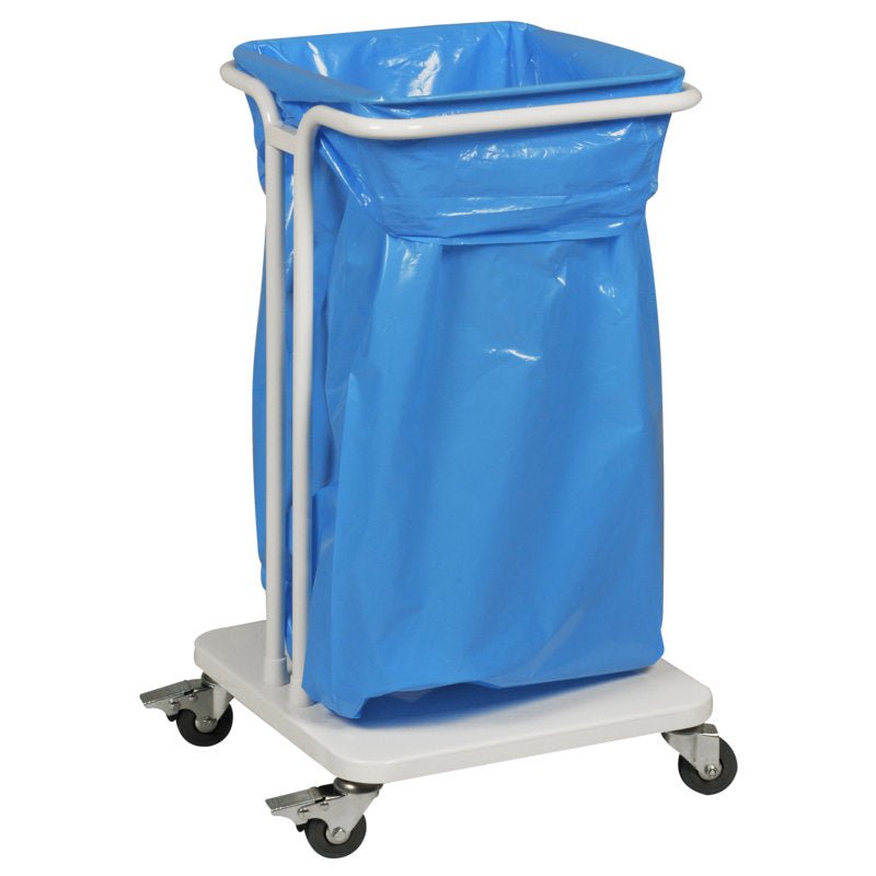 La Abena Re-Seller GmbH Sækko Boy 40, sans couvercle, blanc, dispose d'un cadre métallique blanc stable sur roues et d'un fond plat, ce qui en fait, associé aux sacs appropriés, un chariot mobile pratique pour les déchets ou le linge.