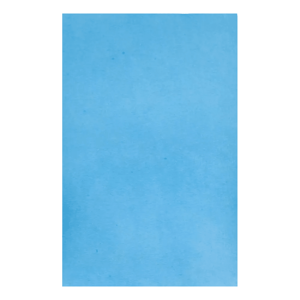 Een glad blauw vel papier, vergelijkbaar met het AMPri Dental Kreppauflage Tray-filterpapier van 18 x 28 cm van AMPri Handelsgesellschaft mbH, dat vaak in de tandheelkunde wordt gebruikt, vult het gehele kader.