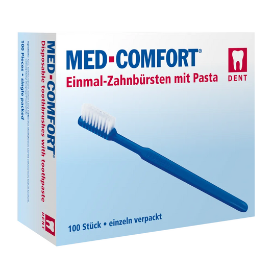 Med Comfort tandheelkundige ps één -off tandenborstel, kleurblauw - 100 stuks