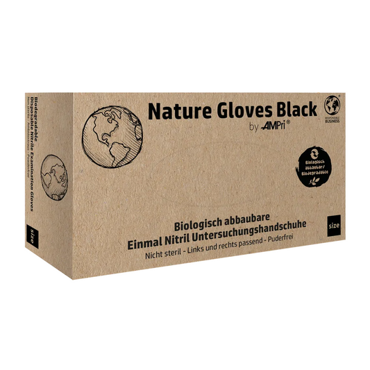 Gants d'ampes naturel gants en nitrile noir biodégradable, noir | Boîte (100 pièces)