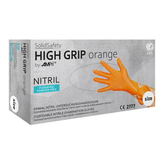 AMPRI Solidsafetyafety High Grip Orange Nitril Nitril Protection chimique Gants S - xxl