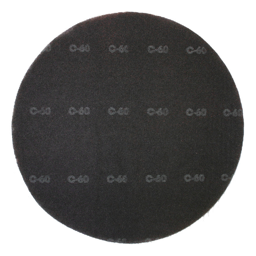 Afgebeeld is een ronde, platte, zwarte Arcora Profi Gitterleinen Pads Schleifgitter 17'' slijpschijf van Arcora International GmbH van bovenaf op een witte achtergrond.