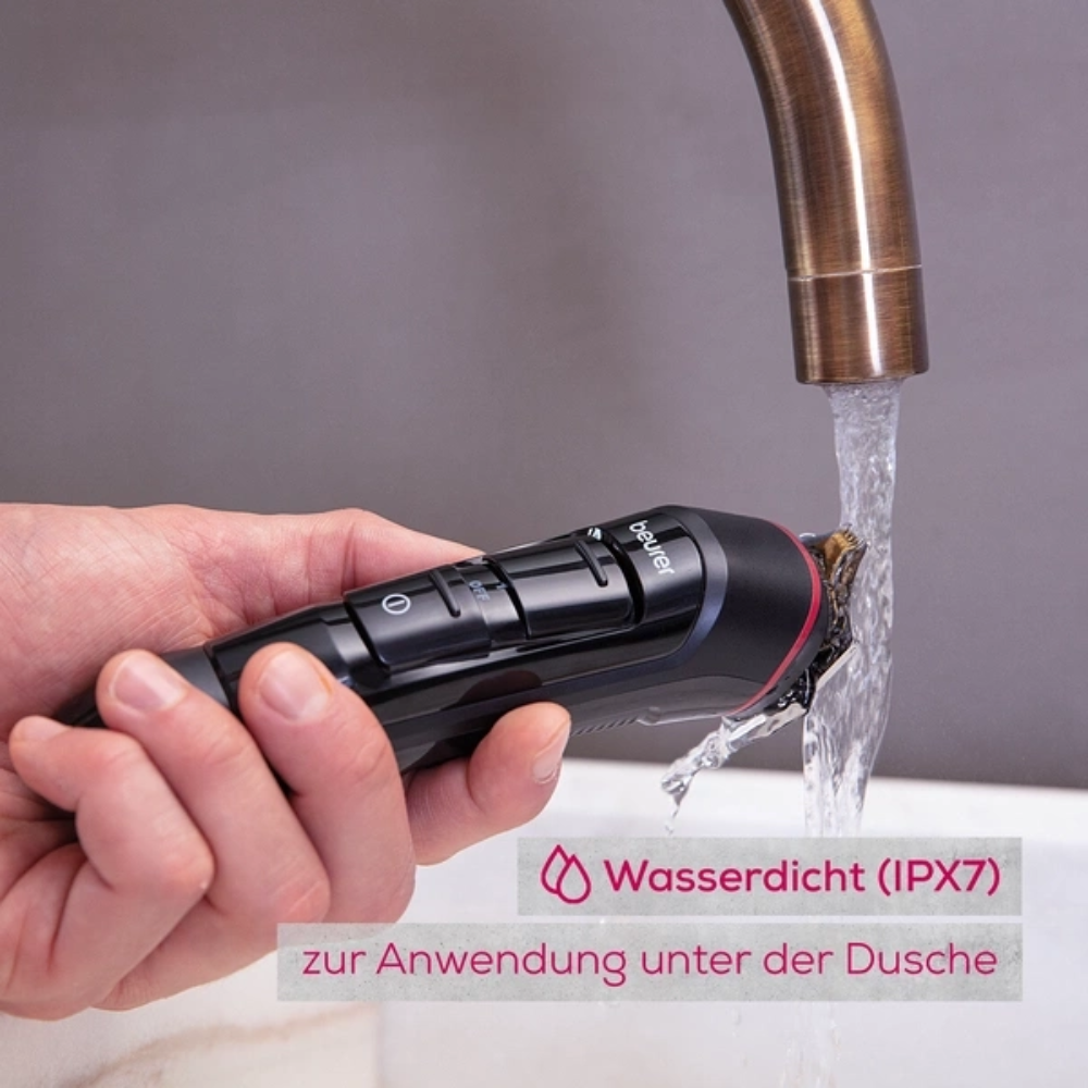Der Beurer Multigroomer MN9X von Beurer GmbH ist wasserdicht (IPX7) und eignet sich ideal zur Körperpflege unter der Dusche.