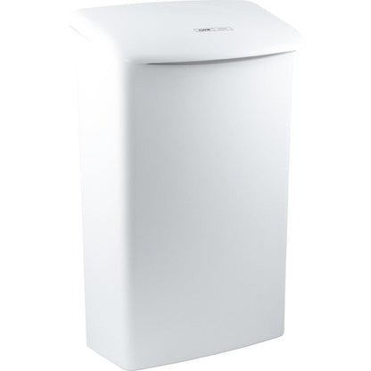 De CWS ParadiseLine hygiënecontainer Touch is een rechthoekige, witte, wandgemonteerde hygiënecontainer met een gewelfde deksel en subtiel etiket, die een hygiënische afvalverwerking in elk toilet mogelijk maakt.