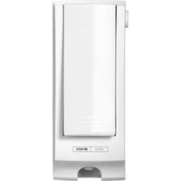 Le panneau avant CWS pour Paradise Seatcleaner est un distributeur blanc, rectangulaire, fixé au mur, muni d'un levier à pression et d'une petite ouverture de distribution. Conçu pour l'hygiène des toilettes, il est idéal pour une utilisation avec les produits Paradise Seatcleaner.