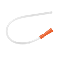 Le cathéter de trachéotomie DCT stérile de la société Servoprax GmbH est un cathéter en plastique transparent de forme courbée, muni à une extrémité d'un raccord orange en forme d'entonnoir, ce qui le rend parfaitement adapté à la trachéotomie. L'emballage contient 50 unités d'une longueur de 25 cm chacune.