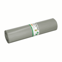 Les sacs poubelles DEISS LOOP PLUS 29290, une bâche en plastique grise d'une capacité de 120 litres de la marque EMIL DEISS KG (GmbH + Co.), sont pourvus de textes et de symboles imprimés en vert et noir, des couleurs qui attirent l'œil. Cette bâche cylindrique est fabriquée à partir de matériaux recyclés et respecte les principes de l'économie circulaire, ce qui lui confère une grande polyvalence.