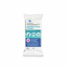 Eine weiße Packung Dr. Schumacher GmbH PROFESSIONAL@HOME Aseptoman med (15 Stück), beschriftet in deutscher Sprache, mit Symbolen für Händedesinfektion, Einkaufswagen und Türklinke.