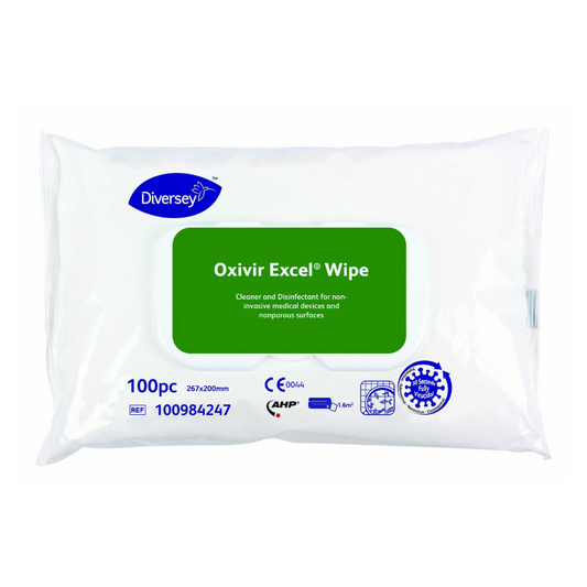 Diversey Oxivir® Excel Wipe desinfectiedoeken met een breed scala aan effecten | Pakket (100 handdoeken)