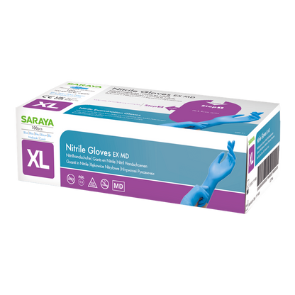 Gants jetables en nitrile Saraya EX MD bleus