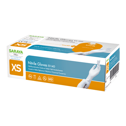 Saraya gants jetables en nitrile EX MD blanc