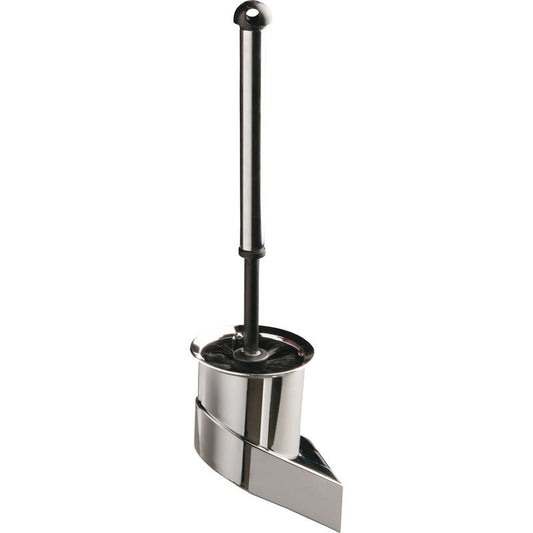 Die Haug Bürsten KG WC-WANDGARNITUR,M.BÜRSTE 61333 VERCHROMT (115x100x410mm) zeichnet sich durch einen modernen, eckigen Sockel, einen aufrechten Griff mit rundem Ende und einen Ring für leichten Halt aus. Alles in einem eleganten Chromdesign.