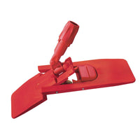 De Haug Bürsten KG-klaphouder met magneetsluiting 500 x 130 mm – rood is een rode kunststof klaphouder met een verstelbaar draaigewricht en een vlakke basis van 500 x 130 mm, ideaal voor het bevestigen en vastzetten van dweilen tijdens het schoonmaken. Verkrijgbaar per stuk of in verpakkingen van 10 stuks.