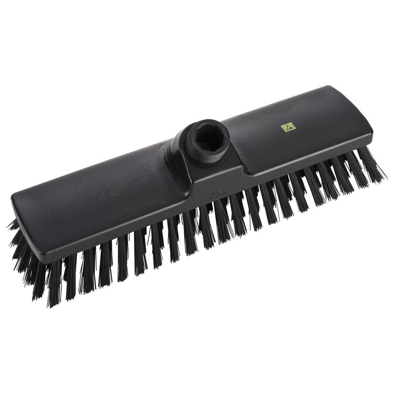 De Haug Bürsten KG ESD BEZEM heeft middelgrote, 0,50 mm dikke zwarte Nylon 6.0-borstelharen en een basis op een robuuste kunststof basis (300 x 70 x 40 mm), ideaal voor het reinigen van gevoelige elektronica.
