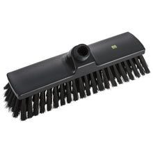 Der ESD BESEN, NYLON 6.0 SCHWARZ ø0,30MM WEICH,300X70X50MM von Haug Bürsten KG ist ein schwarzer antistatischer Besenkopf mit weichen Nylonborsten und einem Stielansatz, ideal für die Reinigung empfindlicher Oberflächen. Abgebildet vor einem weißen Hintergrund.