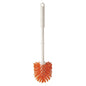 La BROSSE ANTI BAC WOLFBÜRSTE AVEC POIGNÉE Ø90MM de Haug Bürsten KG a un manche blanc et des poils PBT durs orange (ø0,50mm), illustrés sur un fond blanc simple.