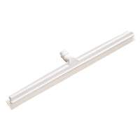 De Haug Bürsten KG GELENK-WASSERSCHIEB, 2-LIPPIG LEBENSMITTELG. (620x53x25 mm) is een witte, voedselveilige vloerveger met een lang, recht, dubbellippig rubberen blad en een centrale handgreepbevestiging, afgebeeld op een effen witte achtergrond.