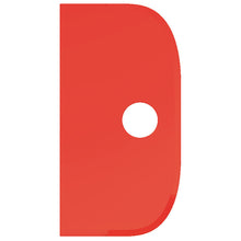 Ein roter, vertikal ausgerichteter, abgerundeter, rechteckiger SCHABER GROß der Haug Bürsten KG (PP, flexibel, 230x118mm) ist mit einer zentralen, kreisförmigen Aussparung versehen und steht vor einem weißen Hintergrund.