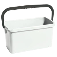 Le Haug Bürsten Seau KG, carré, en polypropylène (480 x 235 x 230 mm), d'une capacité de 20 L, est un seau rectangulaire blanc en polypropylène muni d'une poignée noire, représenté sur un fond blanc uni.