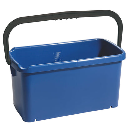 Der Haug Bürsten KG EIMER, VIERECKIG, PP-Eimer (20L, 480x235x230mm) ist rechteckig, blau mit schwarzem Henkel und leer auf weißem Hintergrund abgebildet.