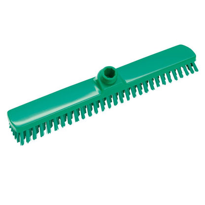 Le GROßRAUMWISCHER de Haug Bürsten KG, ø 0,50MM DUR 400x60x26mm tête de balai en plastique vert avec des poils rigides et une prise centrale pour manche est idéal pour le nettoyage professionnel de grandes surfaces. Illustrée sur fond blanc.