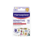 Verpakking met Beiersdorf AG Hansaplast Sensitive Kids wondverband, 6 x 7 cm | Verpakking (10 stuks), bestaande uit 10 strips van 6x7cm. De verpakking toont een leeuwenillustratie en benadrukt dat de pleister een huidvriendelijk wondverband is en een optimale genezing bij gevoelige huid garandeert.