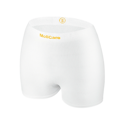 Hartmann MoliCare® Fixpants netbroek van Paul Hartmann AG zijn naadloze, witte onderbroeken met „MoliCare“-band en de maatmarkering „S“, ontworpen voor comfortabele en veilige fixatie van incontinentie-inleggers.