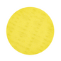 Een geel, rond Kiehl-Woodmaster-Pad schuurpad van Johannes Kiehl KG met korrel 80 en fijn puntpatroon, 16 inch (40,6 cm) in diameter, van bovenaf weergegeven op een witte achtergrond; verpakking bevat 10 stuks.