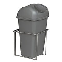 La poubelle en plastique Novocal (9 litres, grise avec couvercle) est montée sur un cadre métallique sobre et constitue une solution efficace pour l'élimination des déchets.