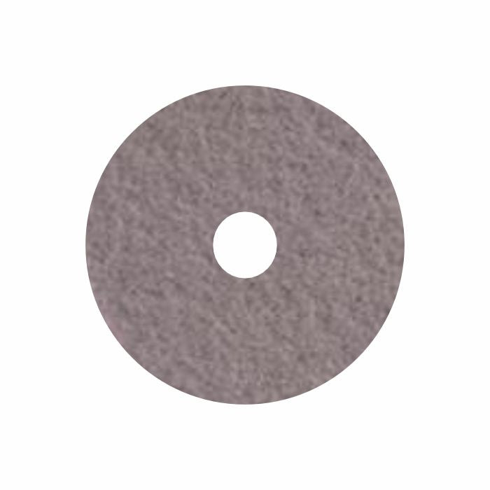 Le tampon de cristallisation Arcora pour les revêtements en marbre et en pierre de Arcora International GmbH est un disque gris, texturé de 17" (432 mm) avec un trou central, adapté aux machines jusqu'à 175 tr/min, illustré sur fond blanc. L'emballage contient 5 pièces.