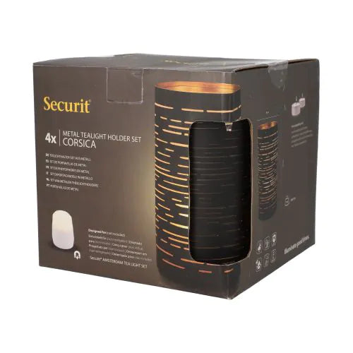 Papstar Bougeoir Securit® Ø 8 cm x 15 cm noir/or