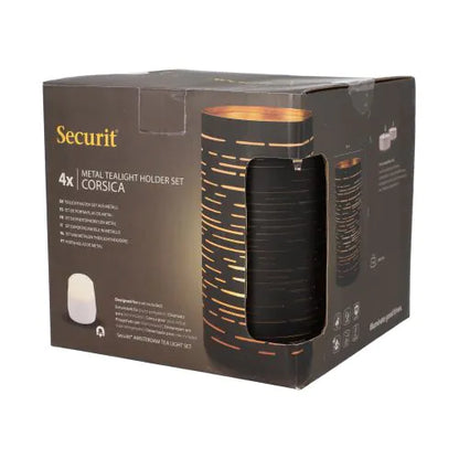 Papstar Bougeoir Securit® Ø 8 cm x 15 cm noir/or
