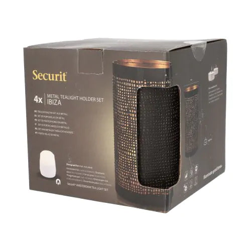 Papstar Bougeoir Securit® Ø 8 cm x 15 cm noir/or