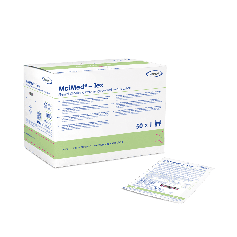 MaiMed-Tex steriele, licht gepoederde latex chirurgische handschoenen 50 paar/doos