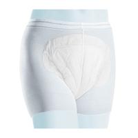 Gros plan sur une paire de culottes de contention Meditrade Panty bleu clair pour adultes souffrant d'incontinence. La zone rembourrée assurant l'absorption est visible sur un fond blanc. Ces culottes font partie de la gamme Meditrade Panty.