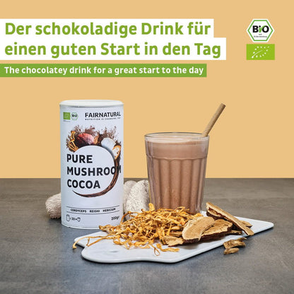 Biologisch paddenstoelen-cacaopoeder