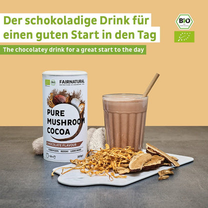 Biologisch paddenstoelen-cacaopoeder