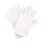 Un paquet de 12 paires de gants en tricot de coton NITRAS, blancs de AS Arbeitsschutz GmbH, en coton OEKO-TEX, posés à plat sur fond blanc.