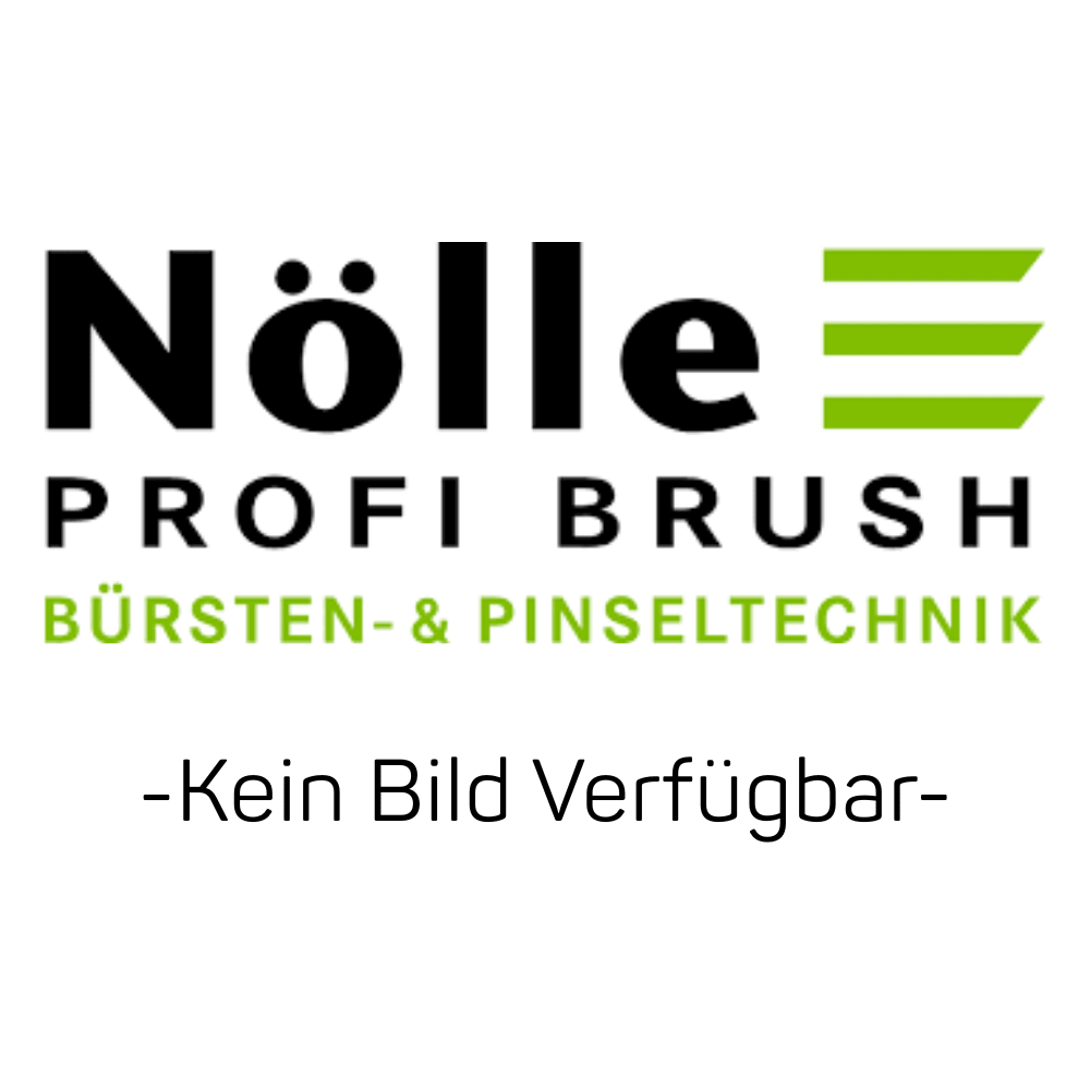 Logo pour Nölle Profi Brush Bürsten- & Pinseltechnik e.K. avec texte vert et noir : "Bürsten- & Pinseltechnik". En dessous "-Aucune image disponible-," avec référence au balai de salle Arenga-Elaston, support de manche métallique Ø 28 mm.