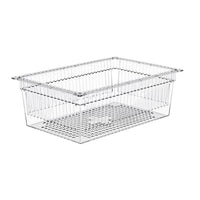 Le panier Novocal pour PC, transparent et modulable (600 x 40 mm), doté d'un fond perforé et de butées d'arrêt, offre une aération et un drainage optimaux. Idéal pour le rangement d'accessoires PC. 1 pièce par paquet.