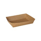 Les PAPSTAR 50 plateaux à collation, carton "pure" - marron de PAPSTAR GmbH sont des bols en papier marron simples et rectangulaires avec un bord surélevé - idéaux comme plateaux à collation jetables écologiques. Illustré sur fond blanc.
