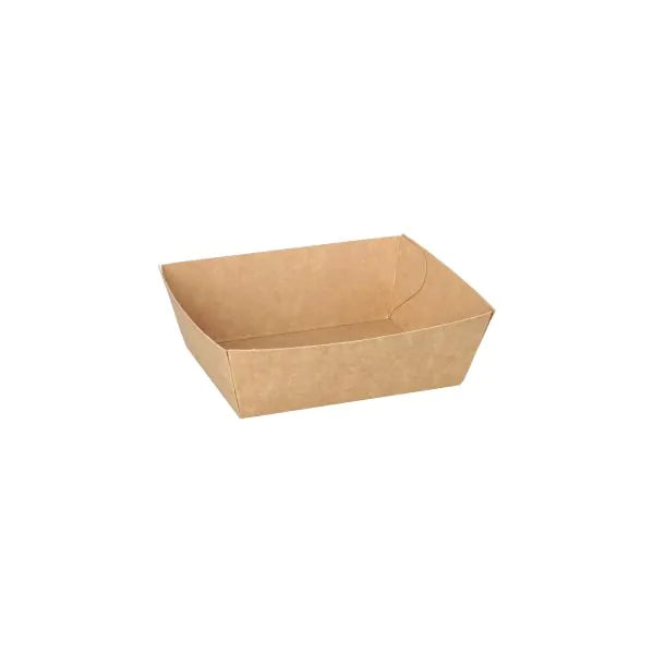 Un simple PAPSTAR 50 Snacktrays en carton brun "pure" de PAPSTAR GmbH est visible sur un fond blanc - une vaisselle jetable écologique et durable.