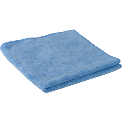 Un chiffon en microfibre plié ENA Soft, 40x40 cm d'Abena Re-Seller GmbH est montré sur fond blanc. Sa texture douce et ses bords propres le rendent parfait pour l'entretien automobile et le nettoyage.