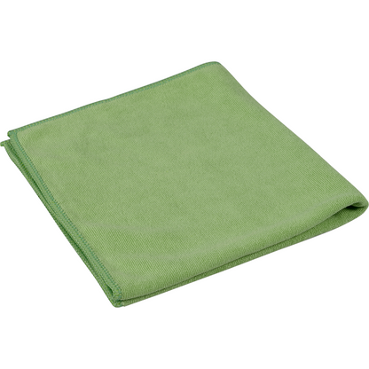 Un chiffon en microfibre vert plié ENA Soft, 40x40 cm d'Abena Re-Seller GmbH pour l'entretien automobile est présenté sur fond blanc.