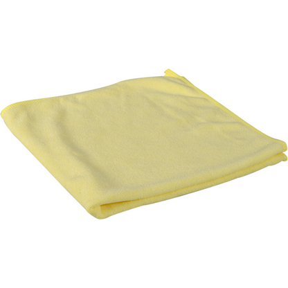 Le chiffon en microfibre ENA Soft (40x40 cm) d'Abena Re-Seller GmbH en jaune est plié sur un fond blanc - idéal pour un entretien automobile doux et efficace.