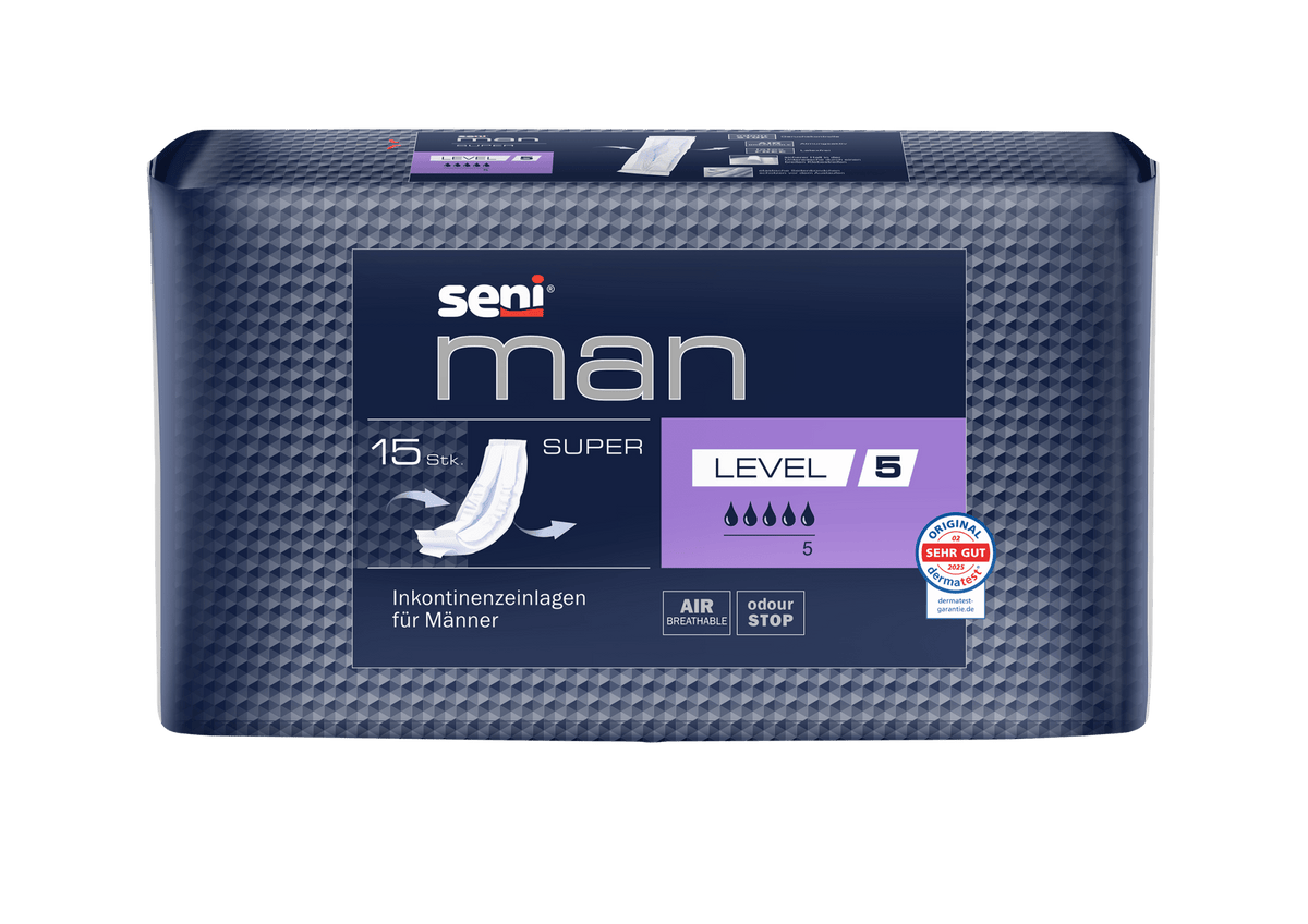 Protections urinaires Seni Man Super Level 5 | Paquet (15 pièces)