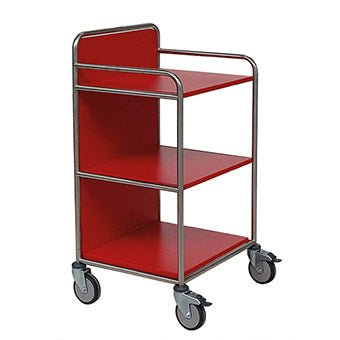 Een Novocal stationswagen met een roestvrijstalen frame en volledig gelaste ronde buisverbindingen, gefotografeerd tegen een witte achtergrond.