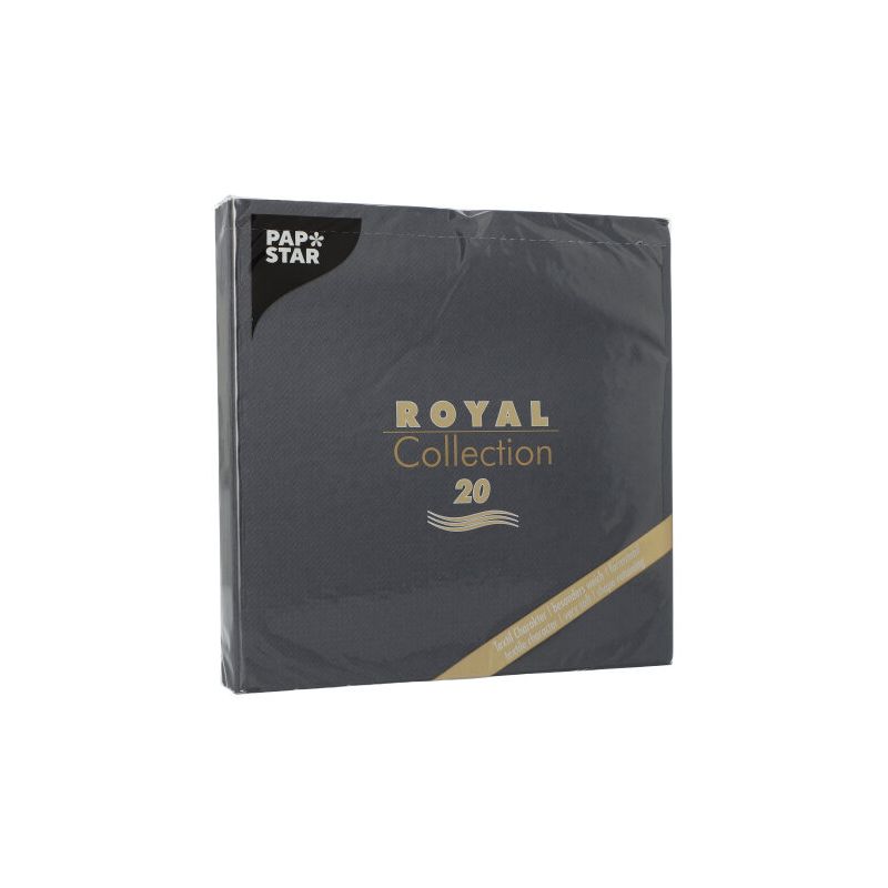 Die PAPSTAR Servietten der „ROYAL Collection“ der PAPSTAR GmbH präsentieren sich in einer schwarzen Verpackung mit goldener Schrift. Diese Packung enthält 20 Servietten im Format 40 cm x 40 cm mit 1/4-Falzung und eignet sich somit ideal zur Verschönerung Ihrer Tischdekoration.